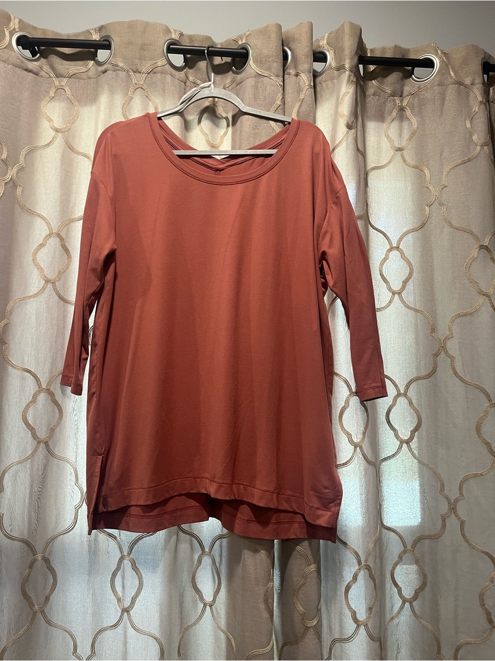 Wonderly 3/4 Sleeve Round Neck Tunic - Dusty Pink